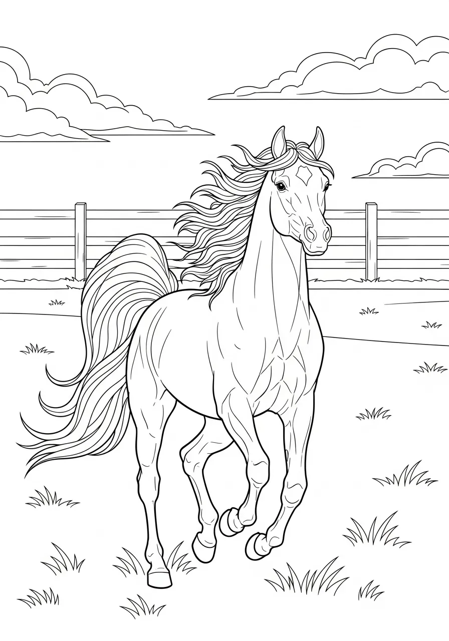 Galoppierendes Pferd auf der Wiese