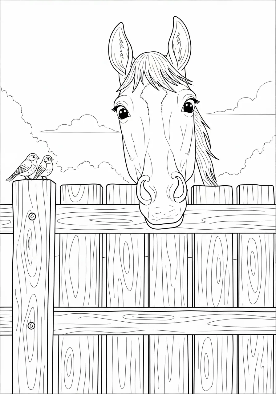 Neugieriges Pferd am Zaun