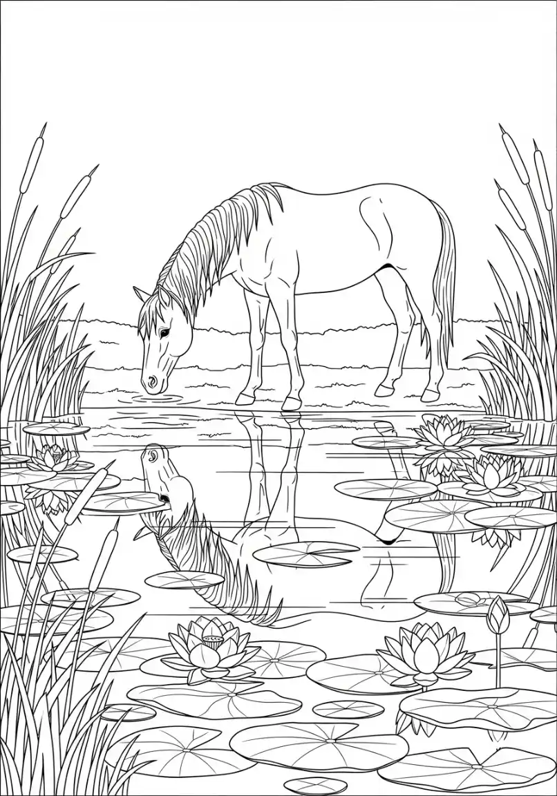 Pferd am stillen See
