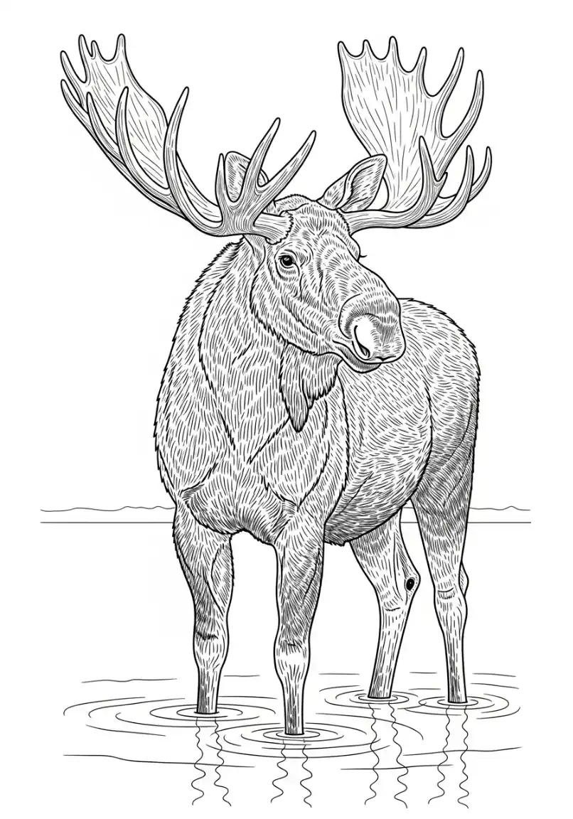 Elch im seichten See