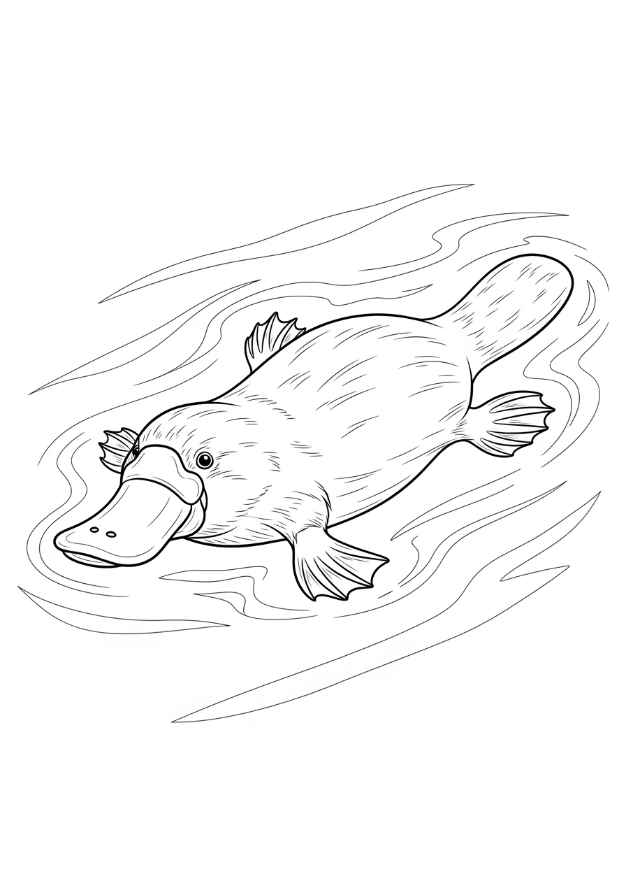 Schnabeltier schwimmt im Fluss