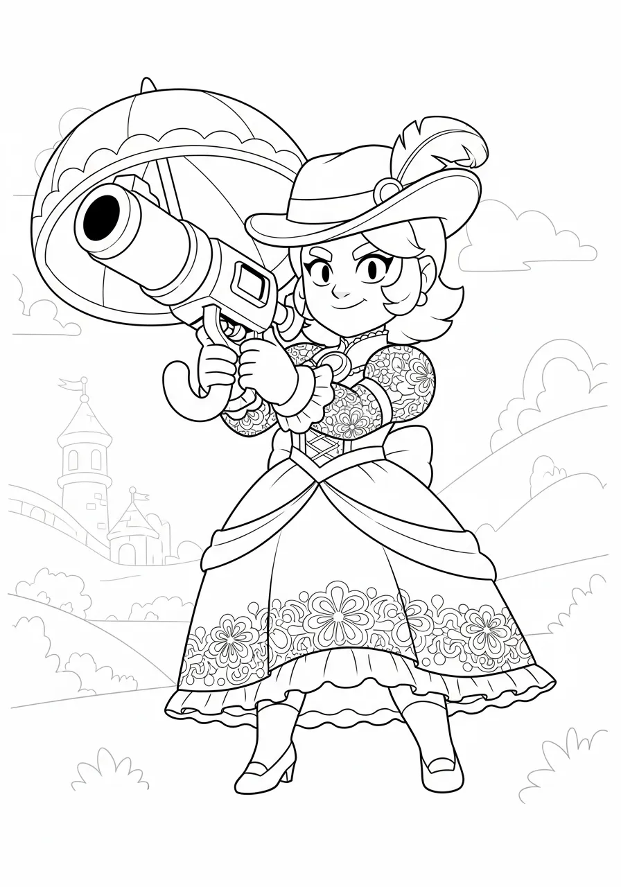 Piper mit ihrem Schirmgewehr