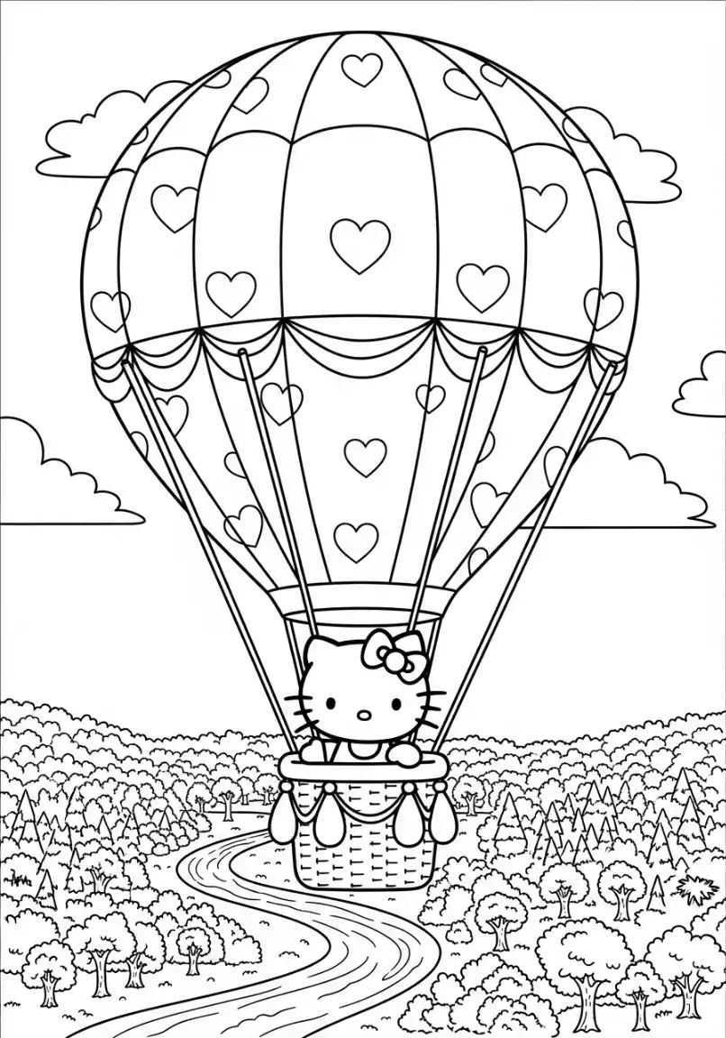 Hello Kitty im Heißluftballon