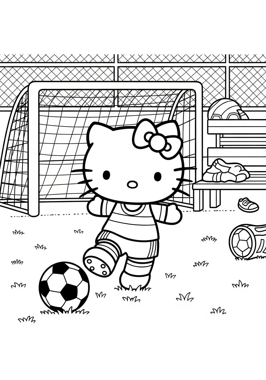 Hello Kitty beim Fußballspielen
