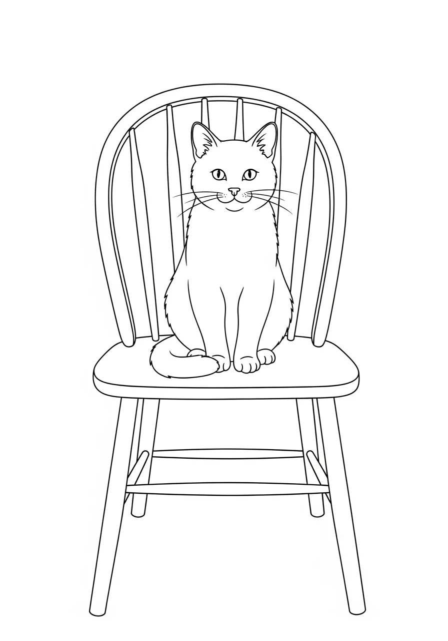 Katze auf einem Küchenstuhl