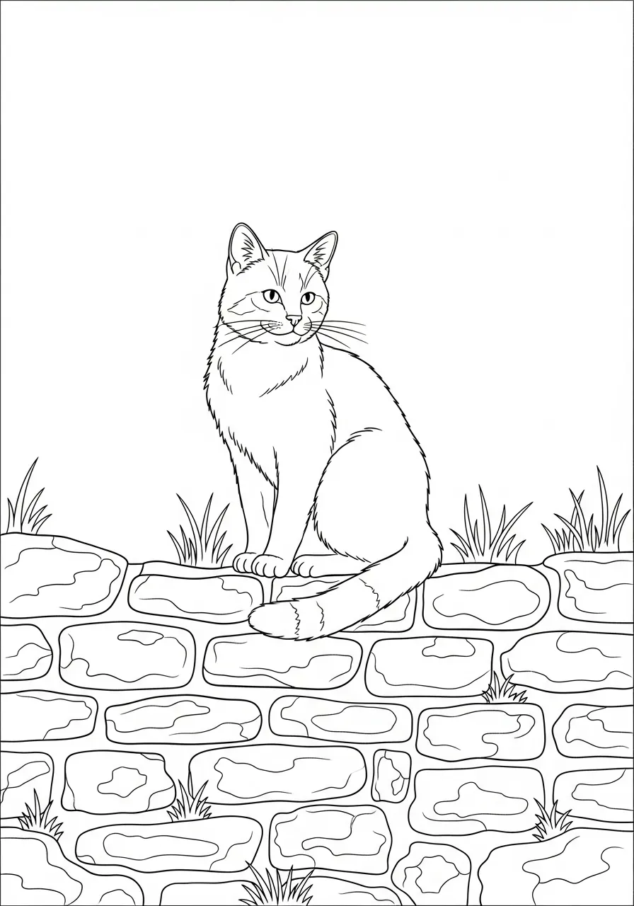 Katze auf einer Steinmauer