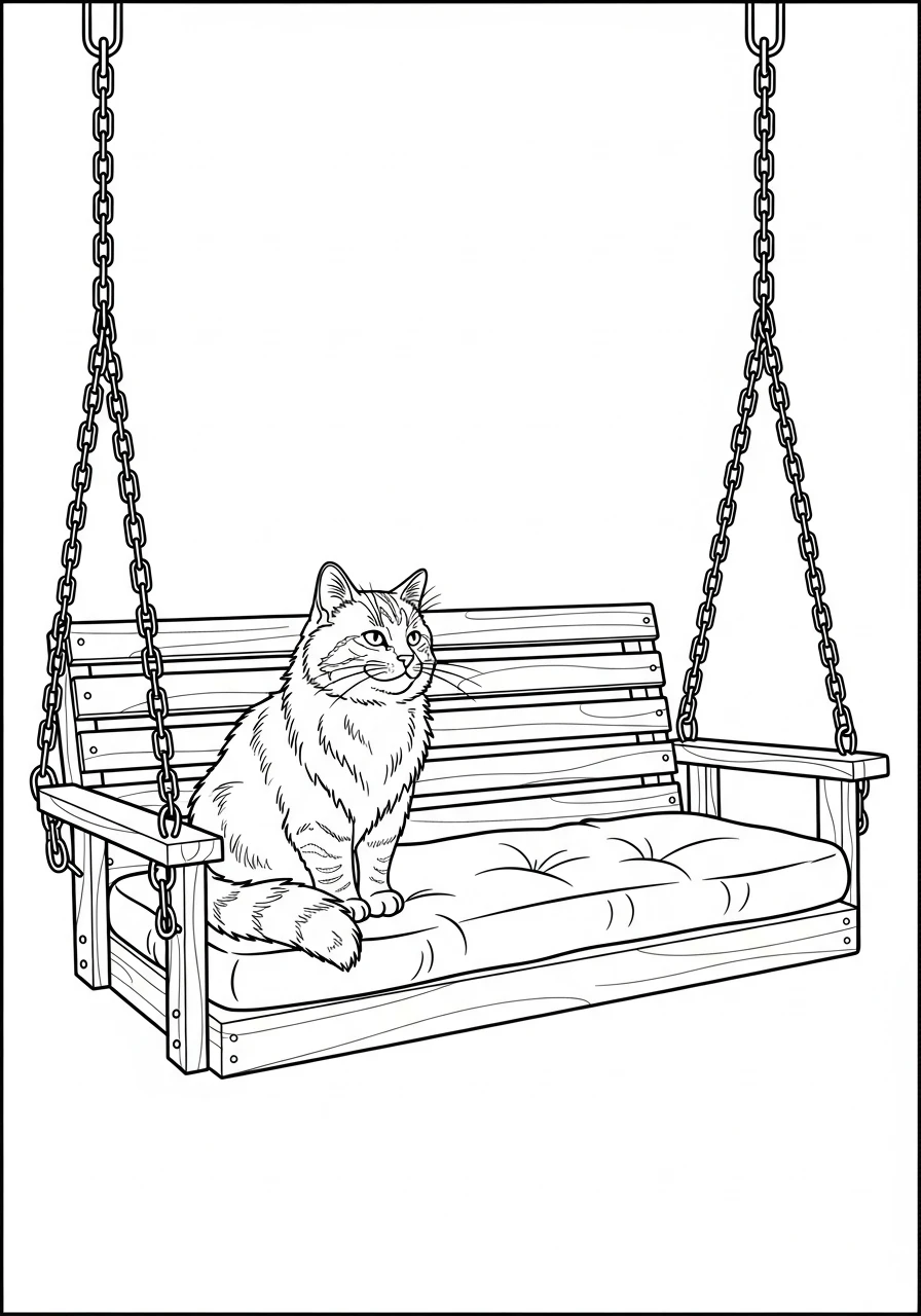 Katze auf einer Verandaschaukel