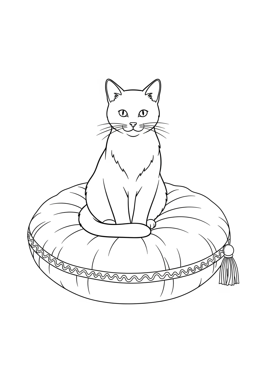 Katze auf weichem Kissen