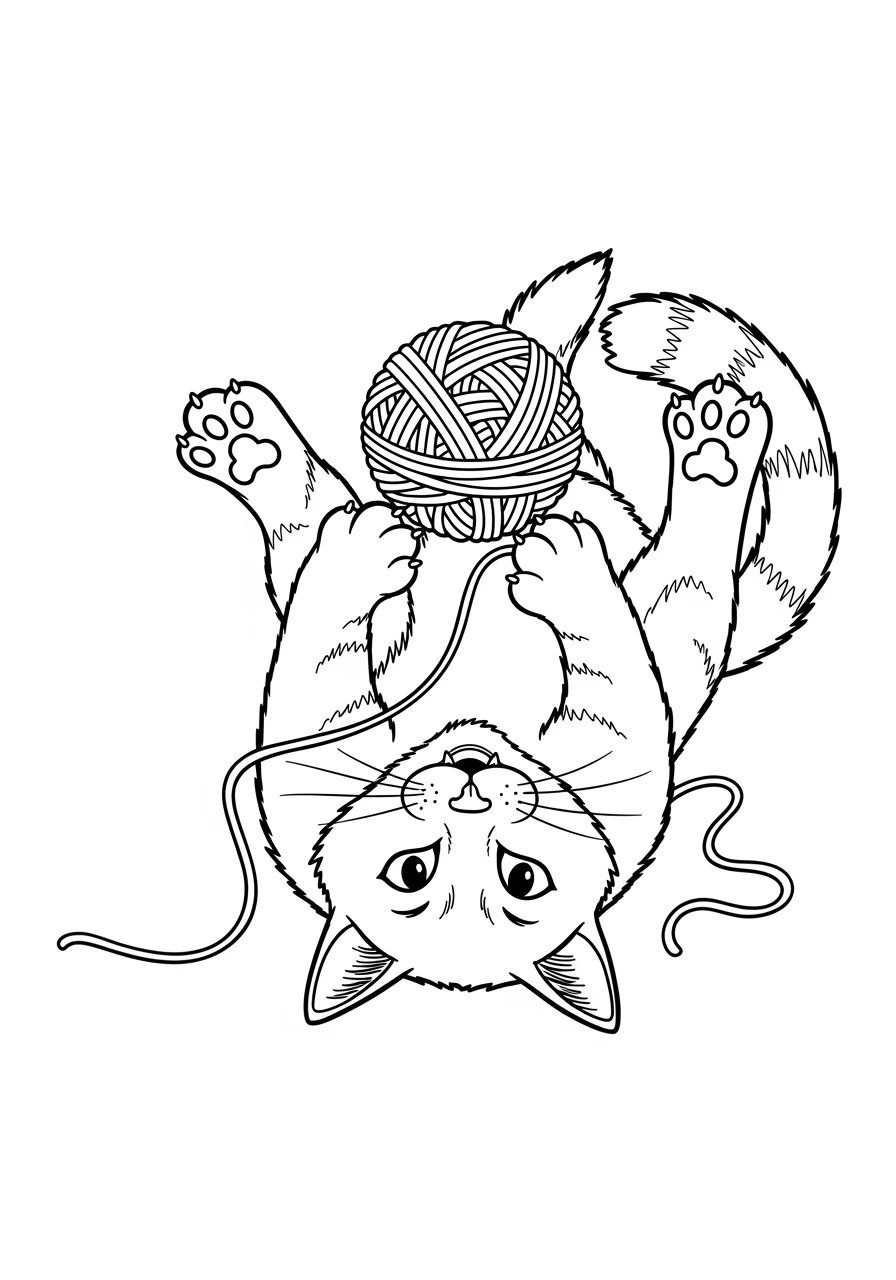 Katze mit Wollknäuel