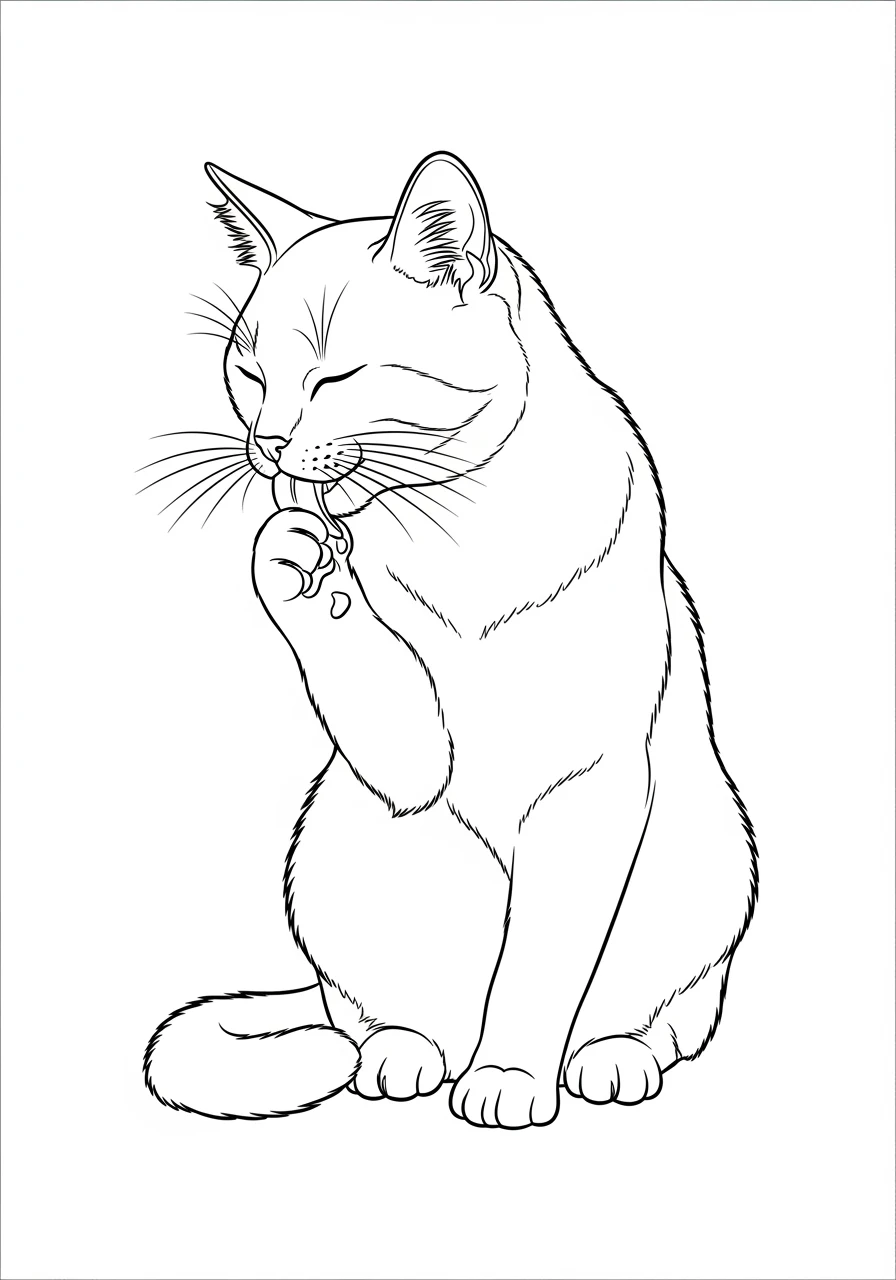 Katze putzt ihre Pfote