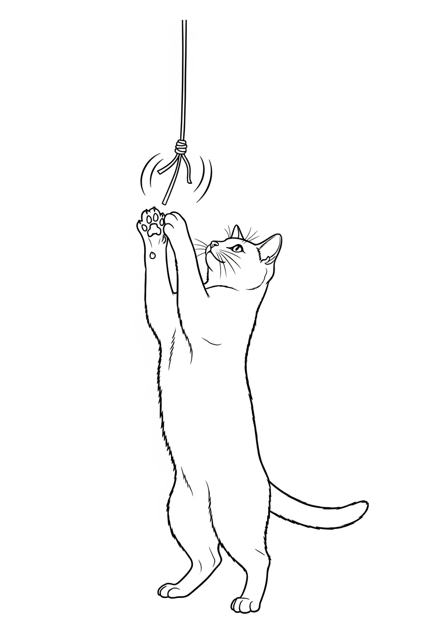 Katze spielt mit einer Schnur