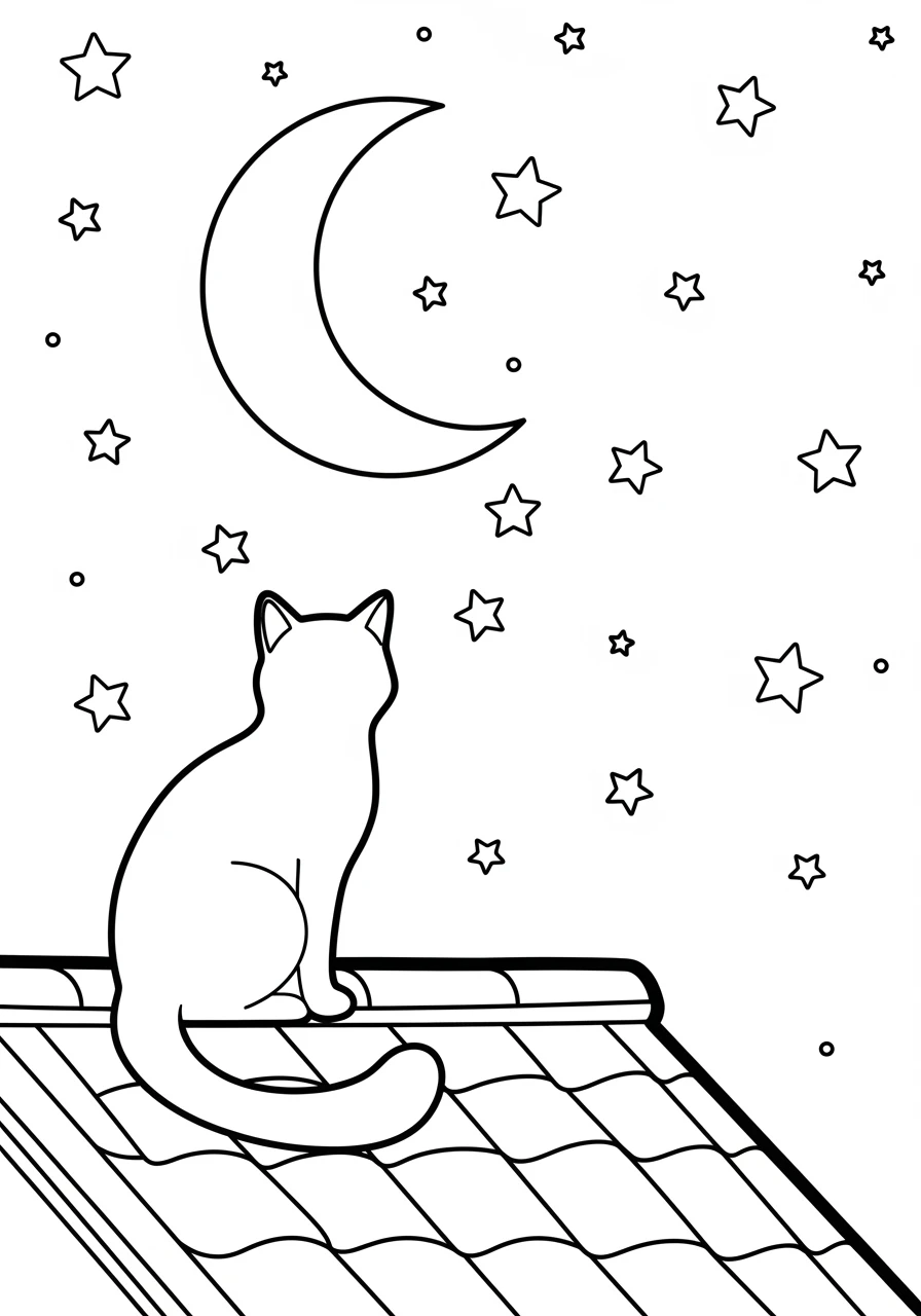 Katze unter dem Sichelmond