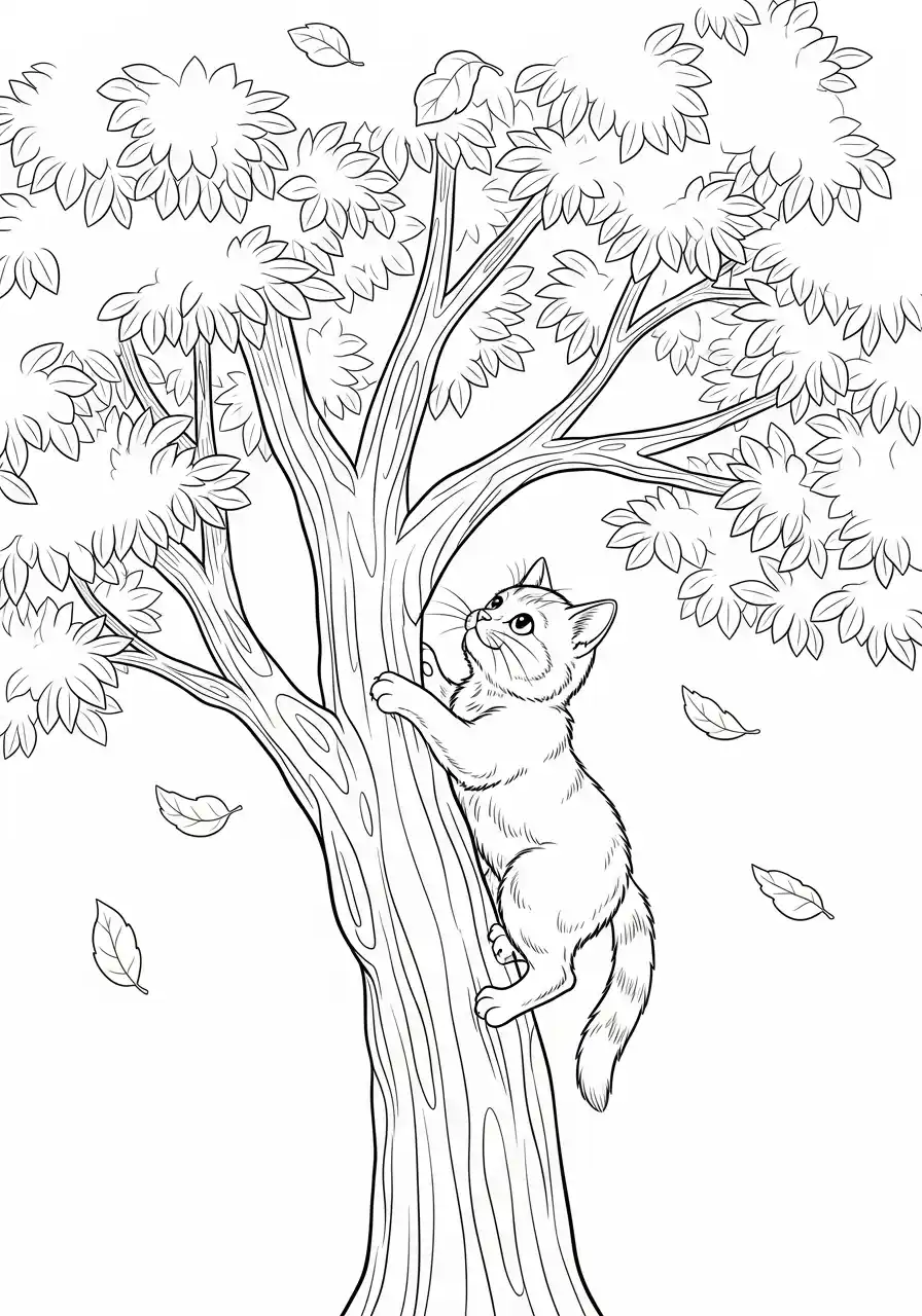 Kletternde Katze Ausmalbilder