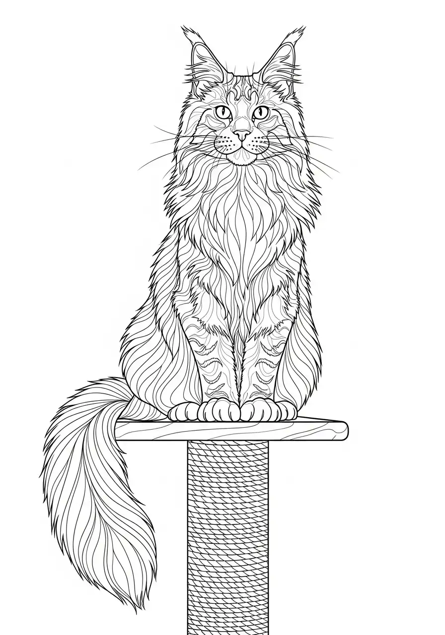 Maine Coon auf dem Kratzbaum