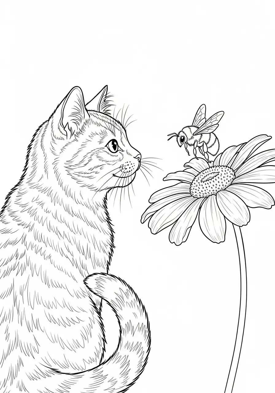 Neugierige Katze Ausmalbilder