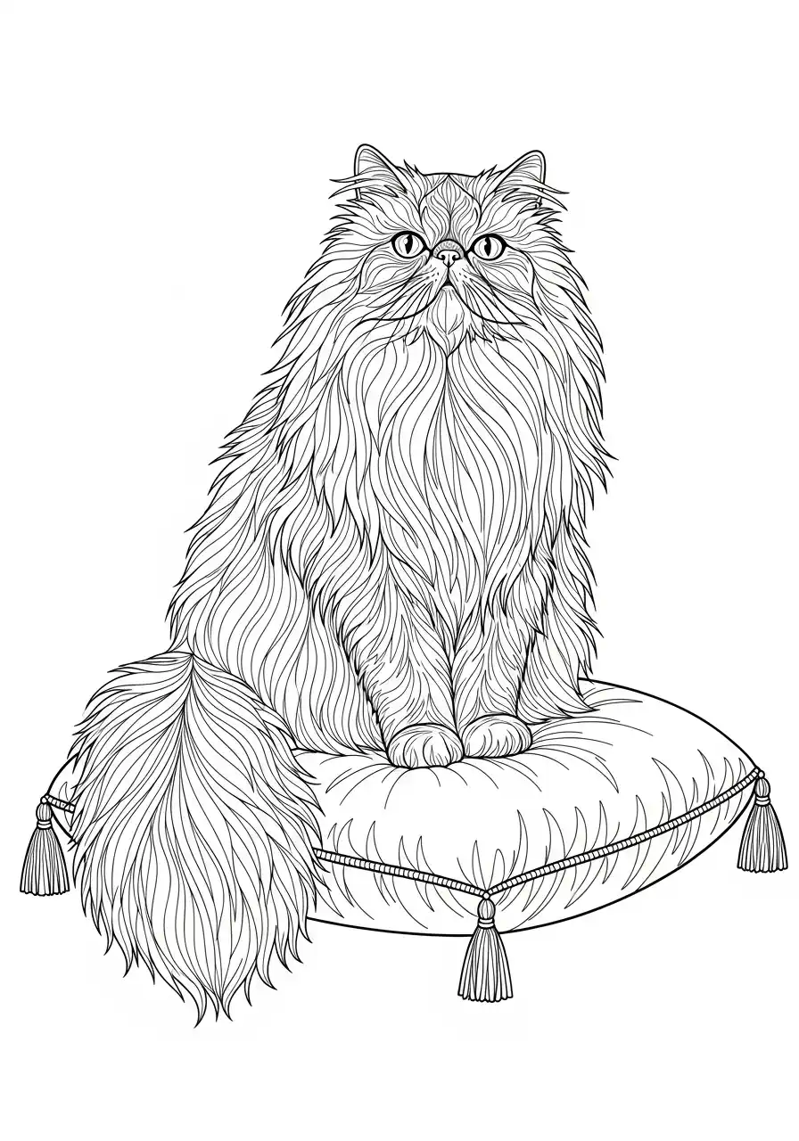 Perserkatze auf einem Samtkissen