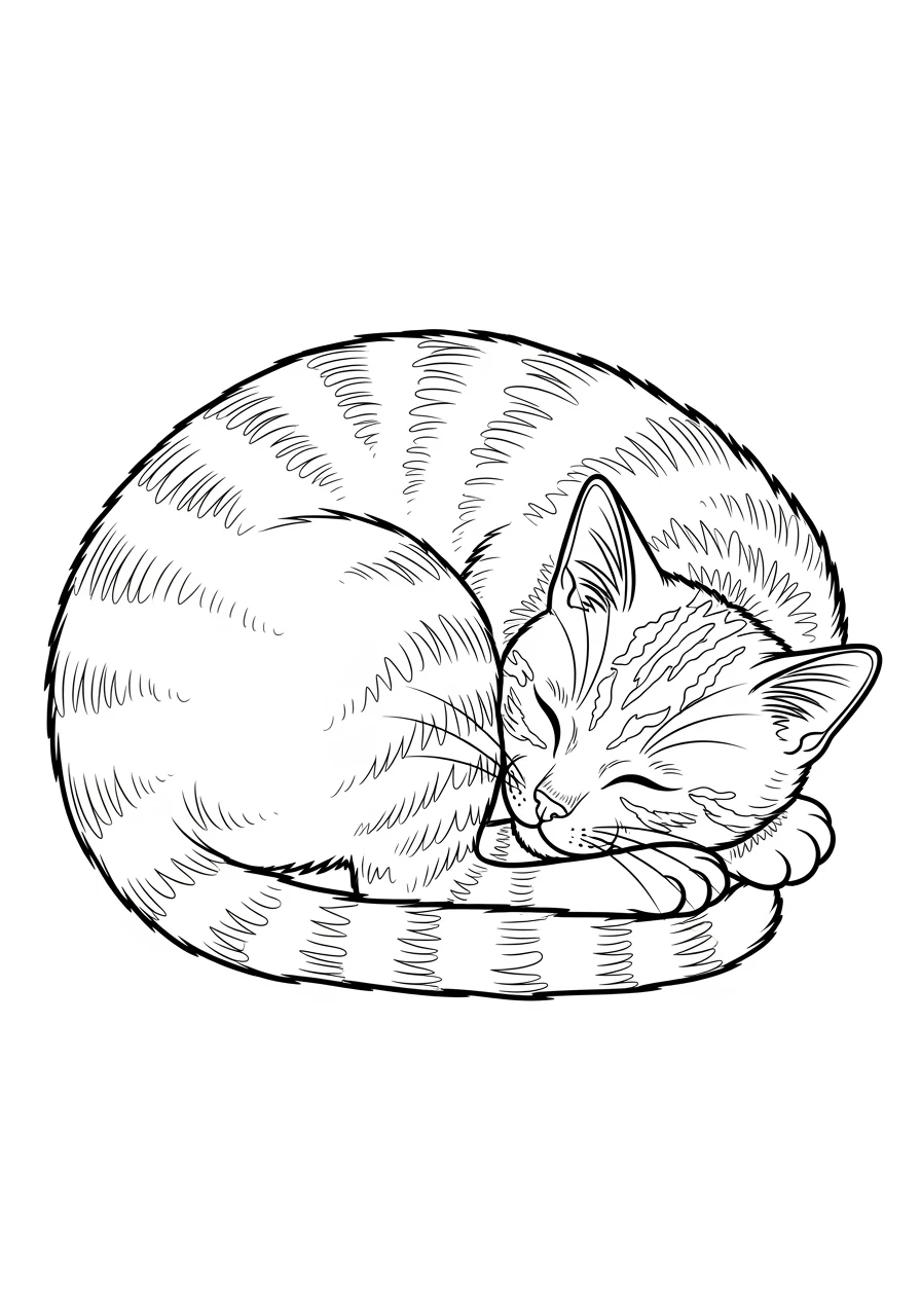 Schlafende Katze im Kreis