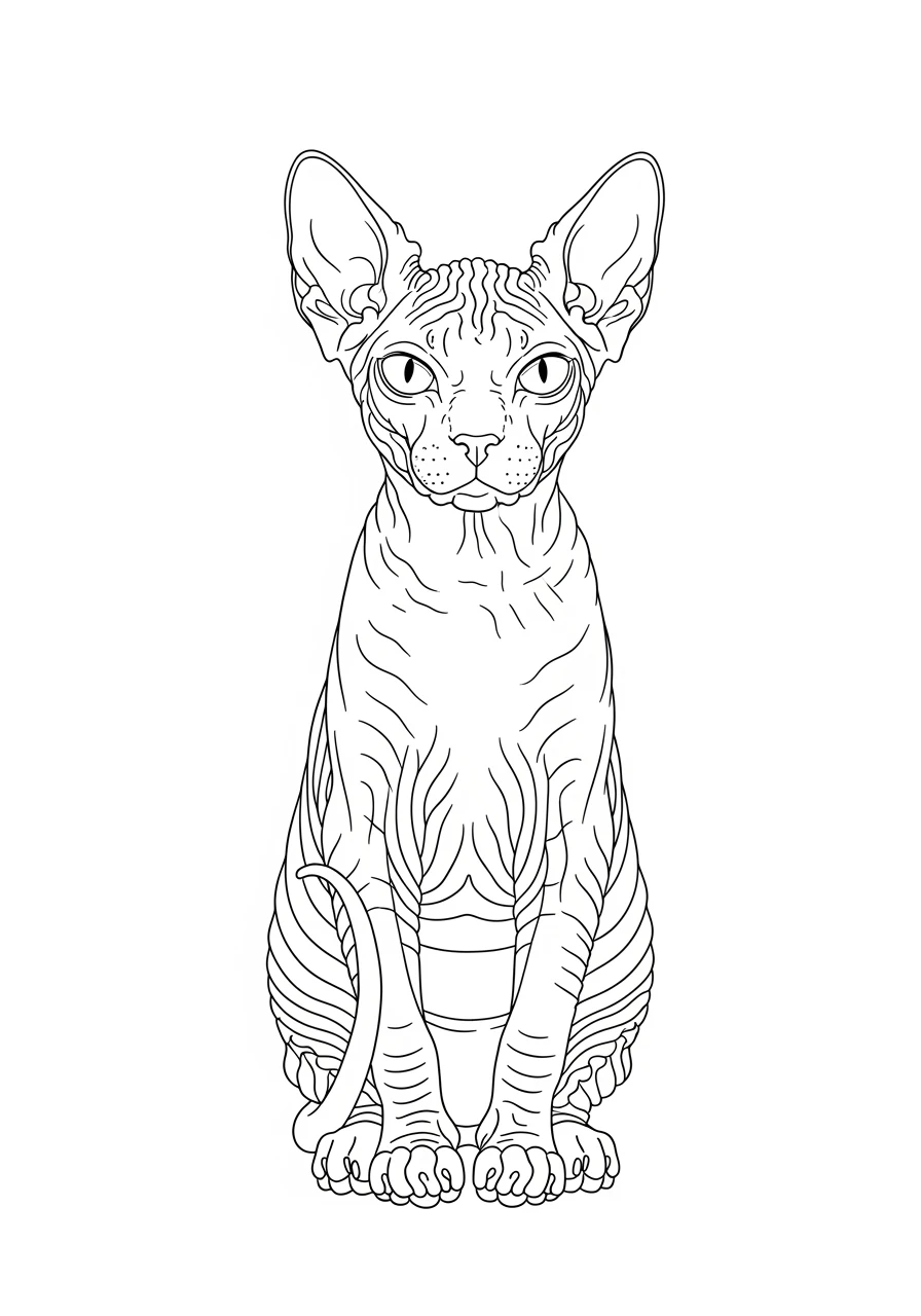 Sitzende Sphynx-Katze