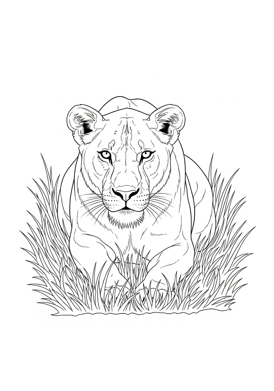 Löwe Ausmalbild jagende Löwin