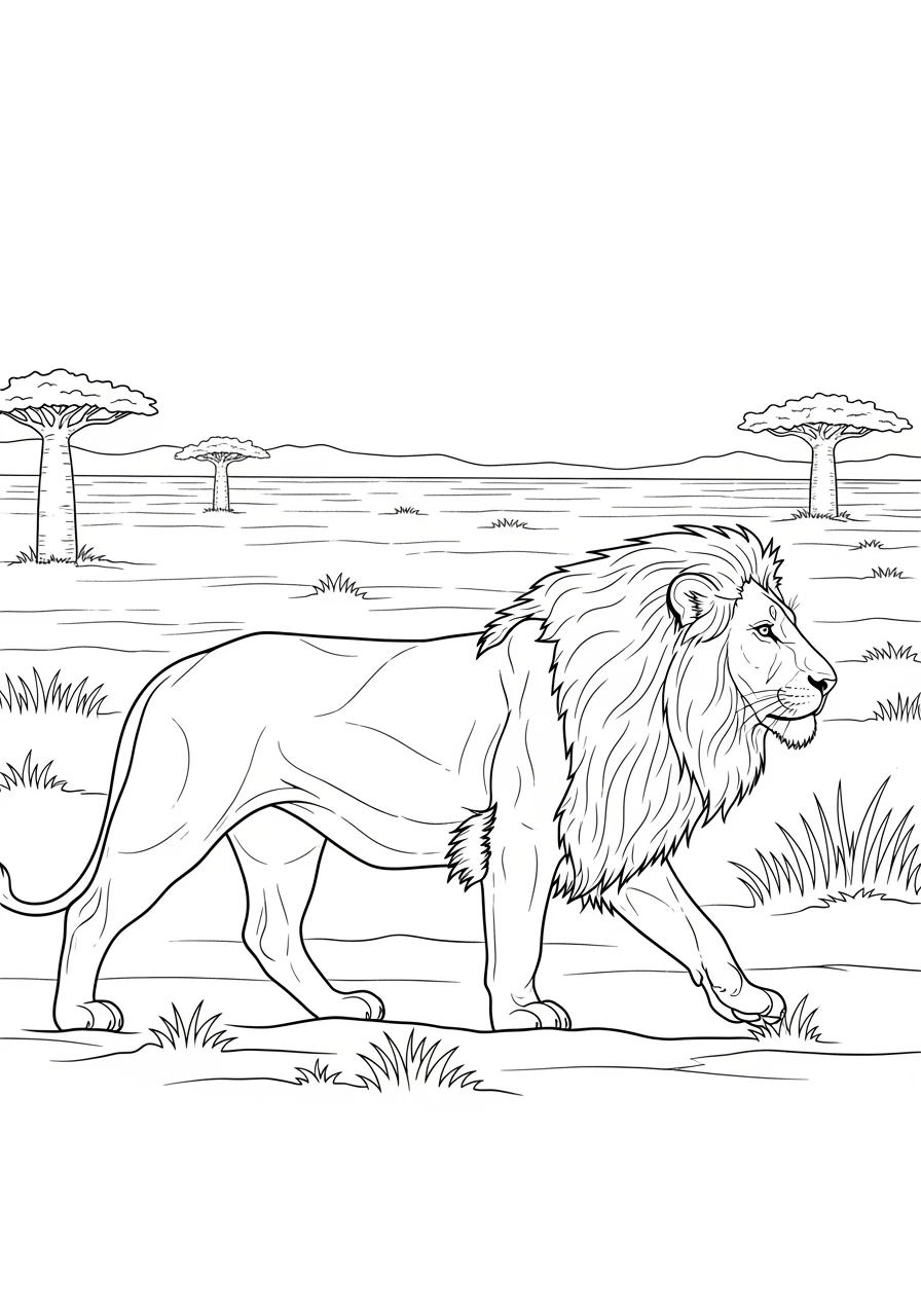 Löwe in der Savanne