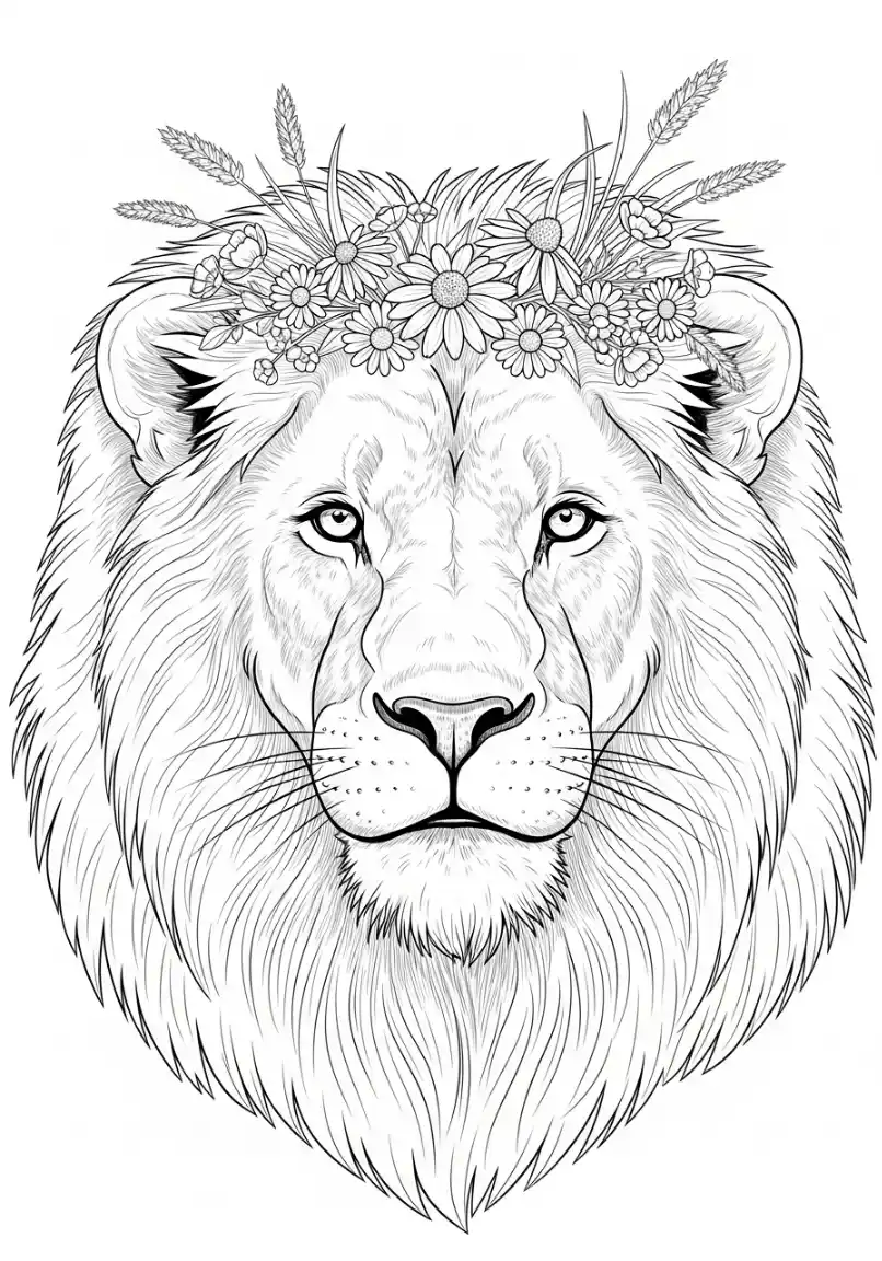 Löwe mit einer Blumenkrone