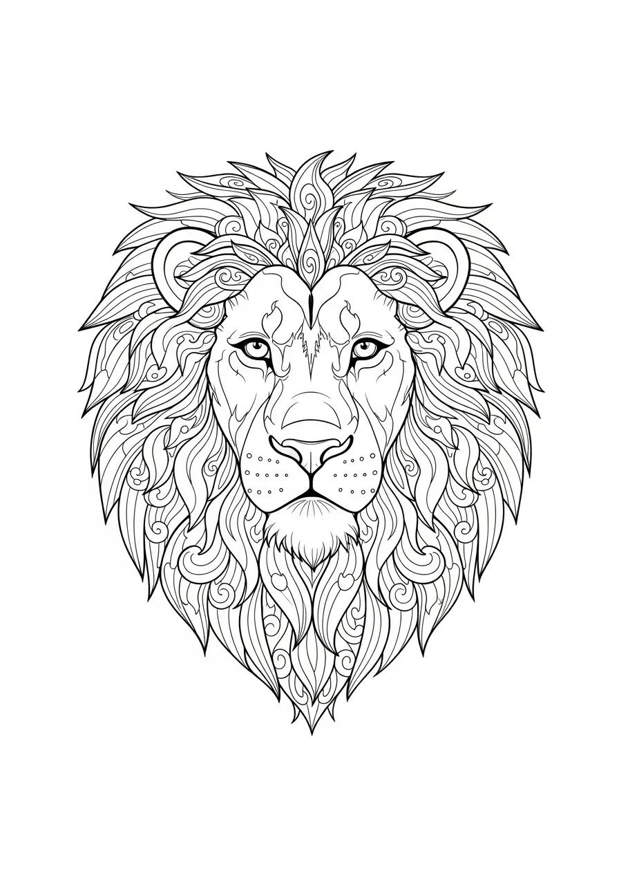 Löwe mit gemusterter Mähne