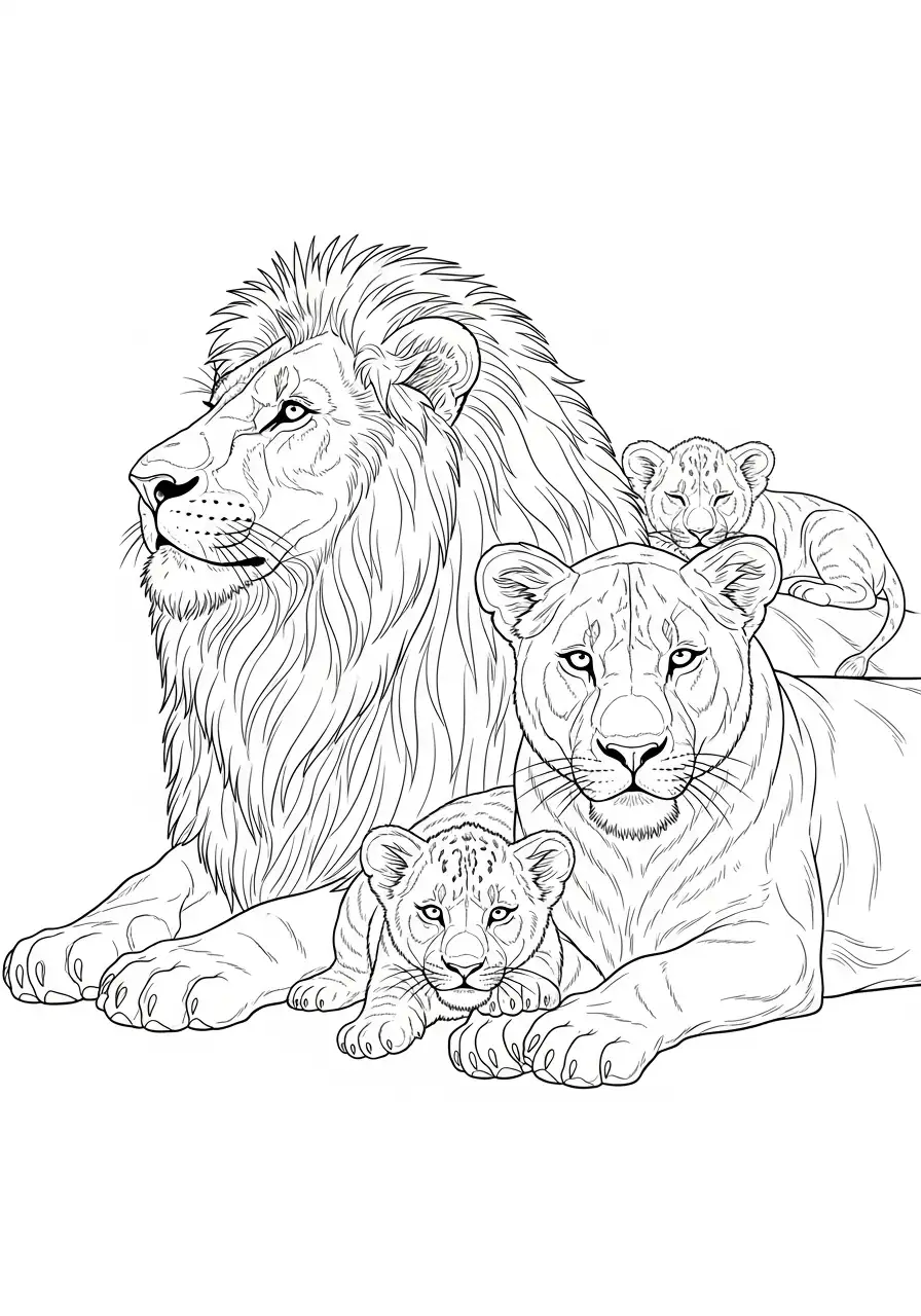 Löwenfamilie ruht gemeinsam