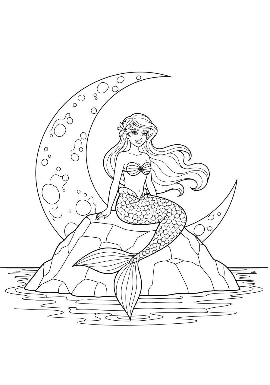 Meerjungfrau auf dem Mondfelsen