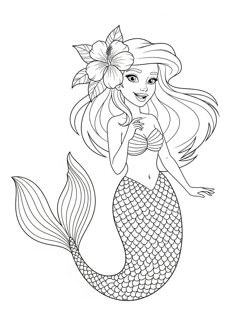 Meerjungfrau mit tropischer Blume