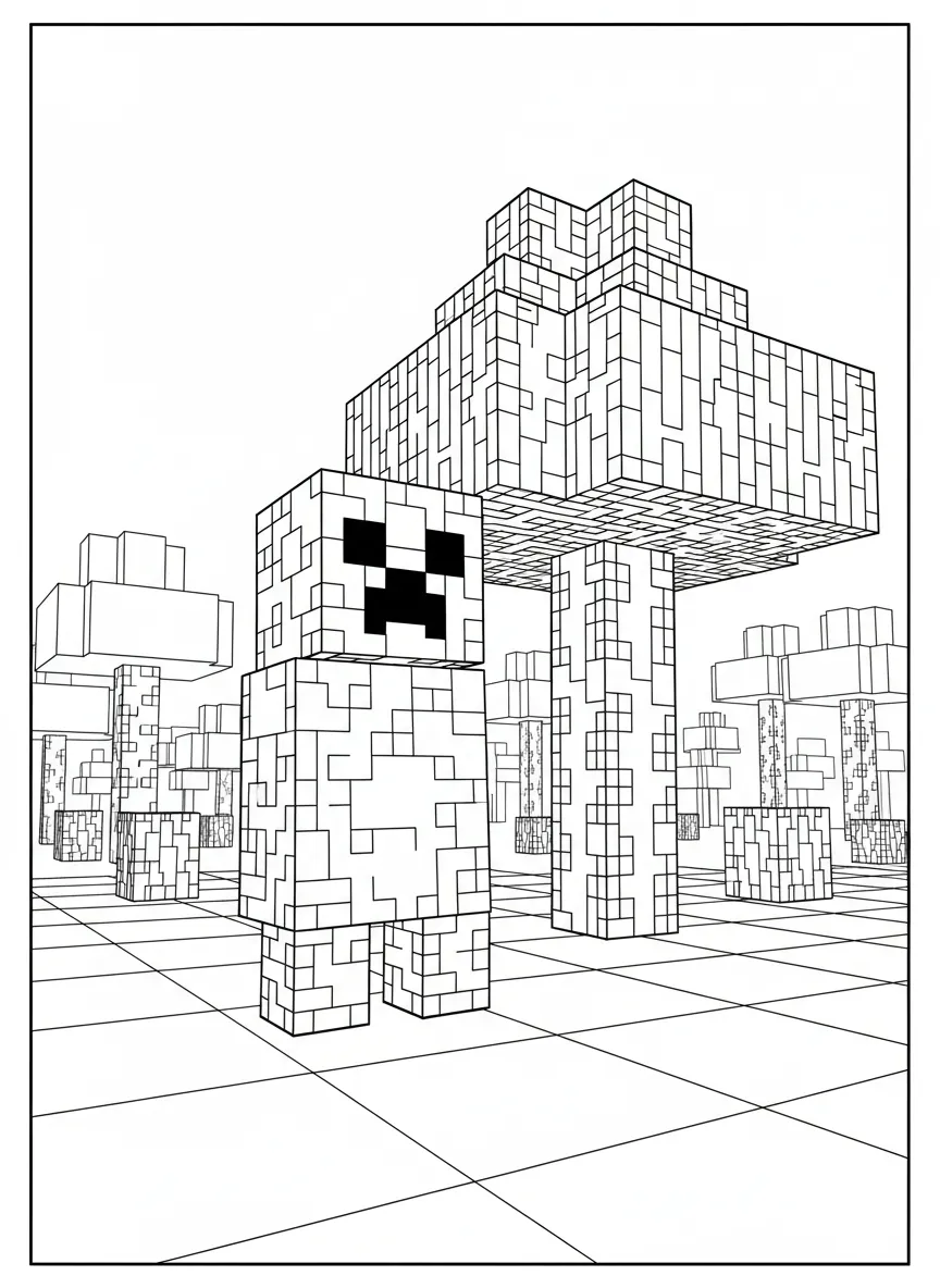 Creeper im Minecraft Wald