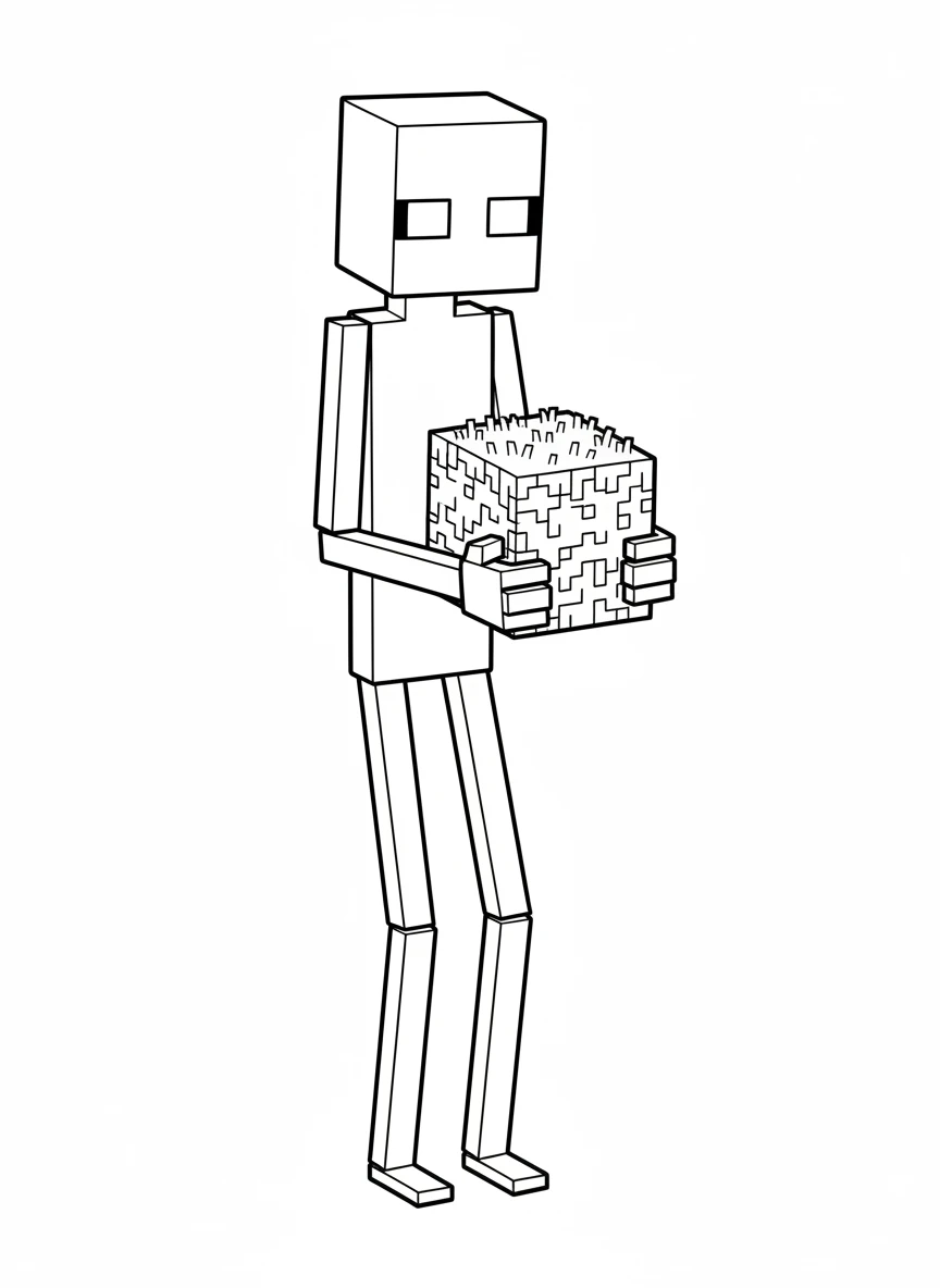 Enderman mit einem Grasblock