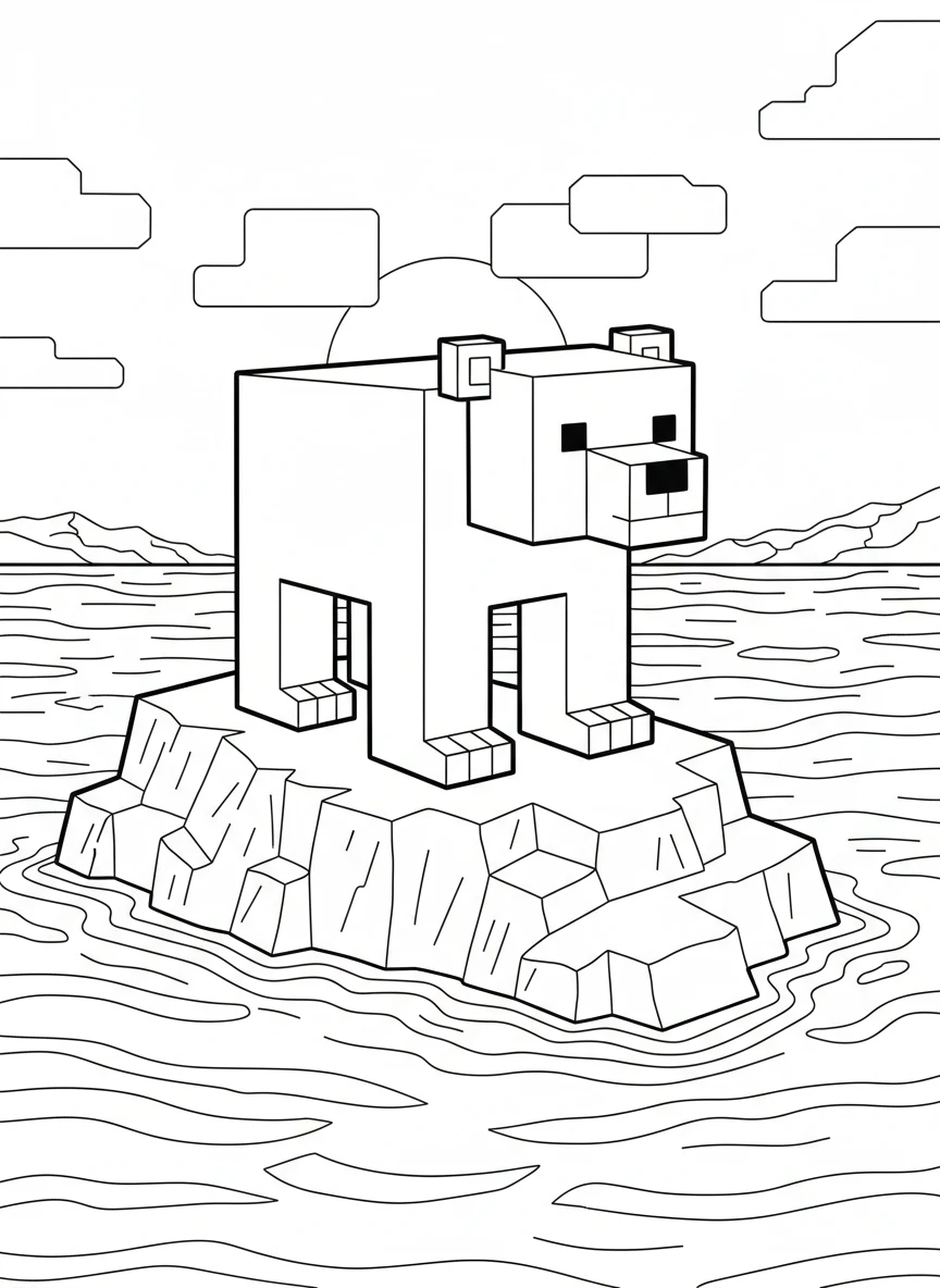 Minecraft Eisbär auf dem Eisberg