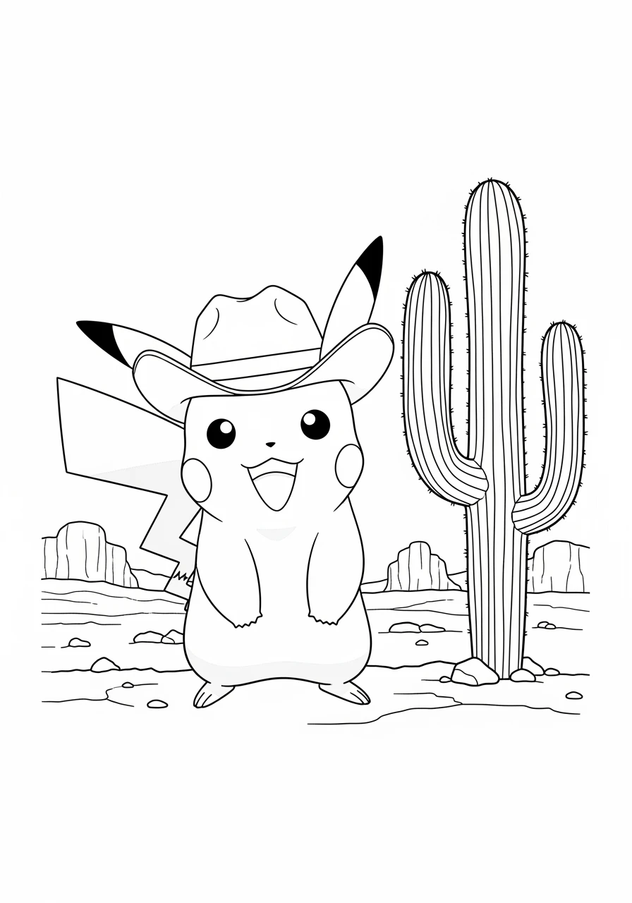Cowboy-Pikachu in der Wüste