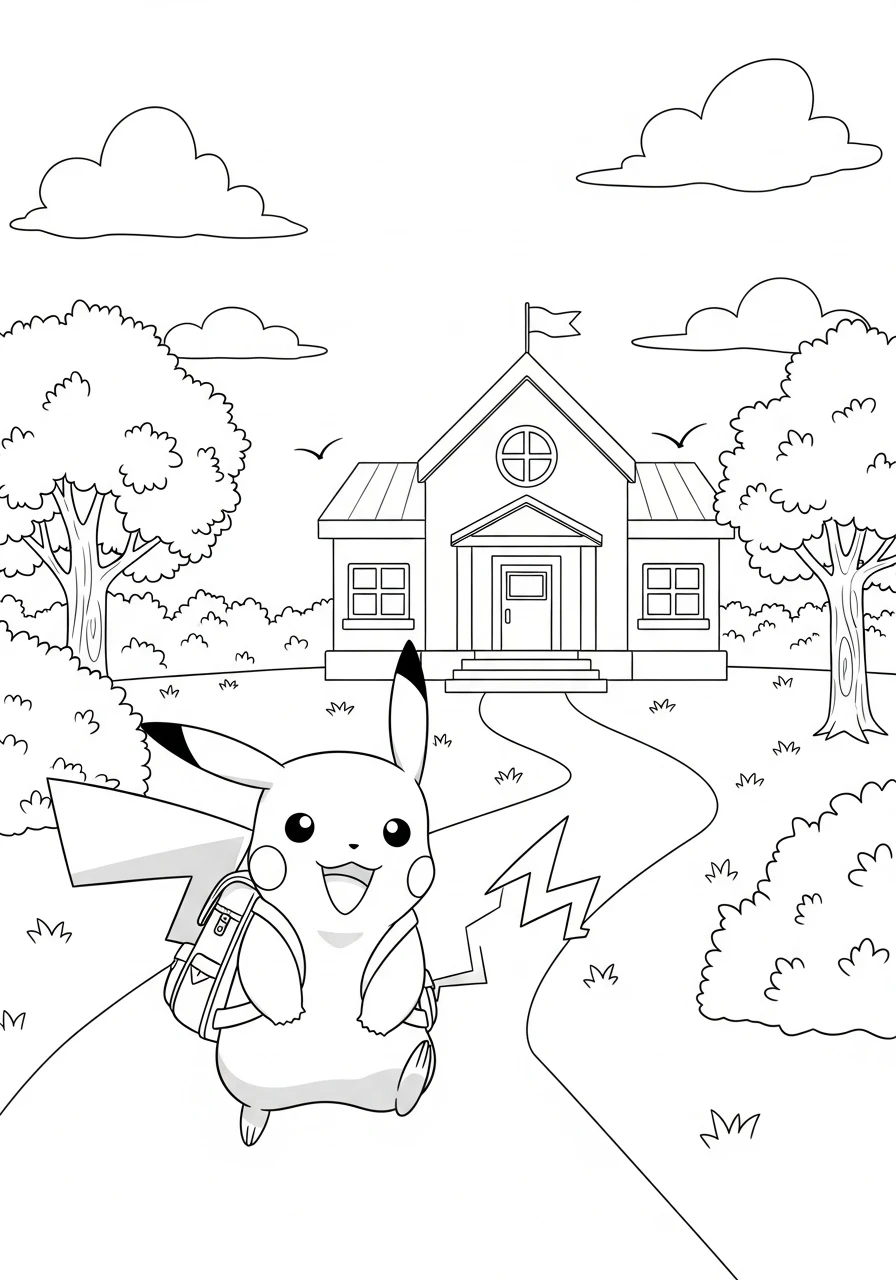 Pikachu auf dem Schulweg
