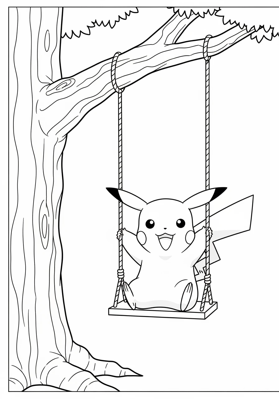 Pikachu auf einer Schaukel