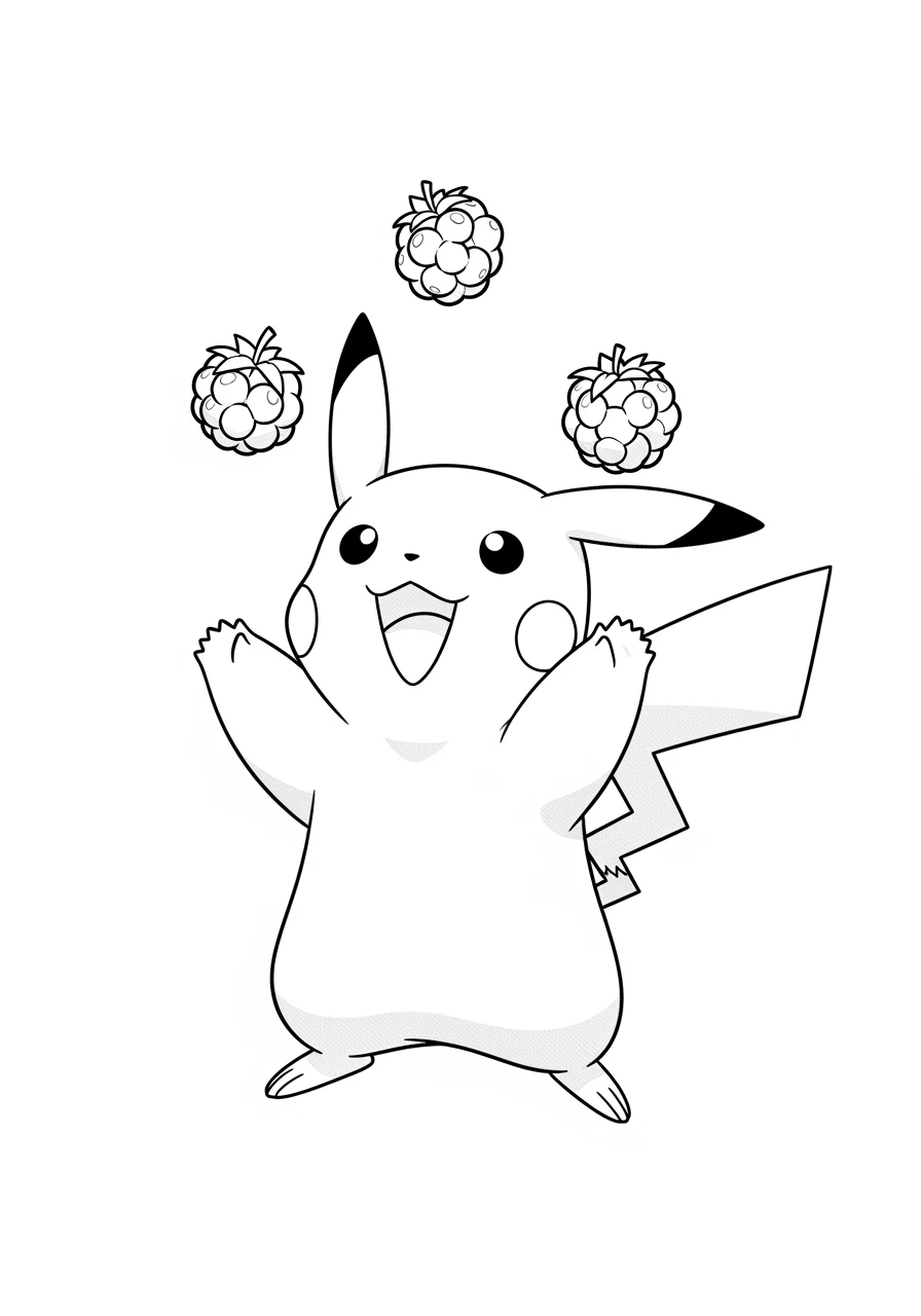 Pikachu jongliert mit Beeren