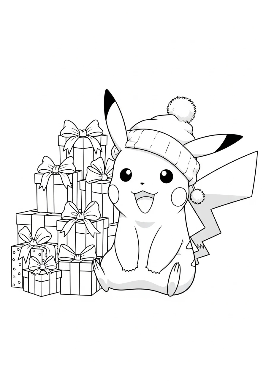 Pikachu mit vielen Geschenken