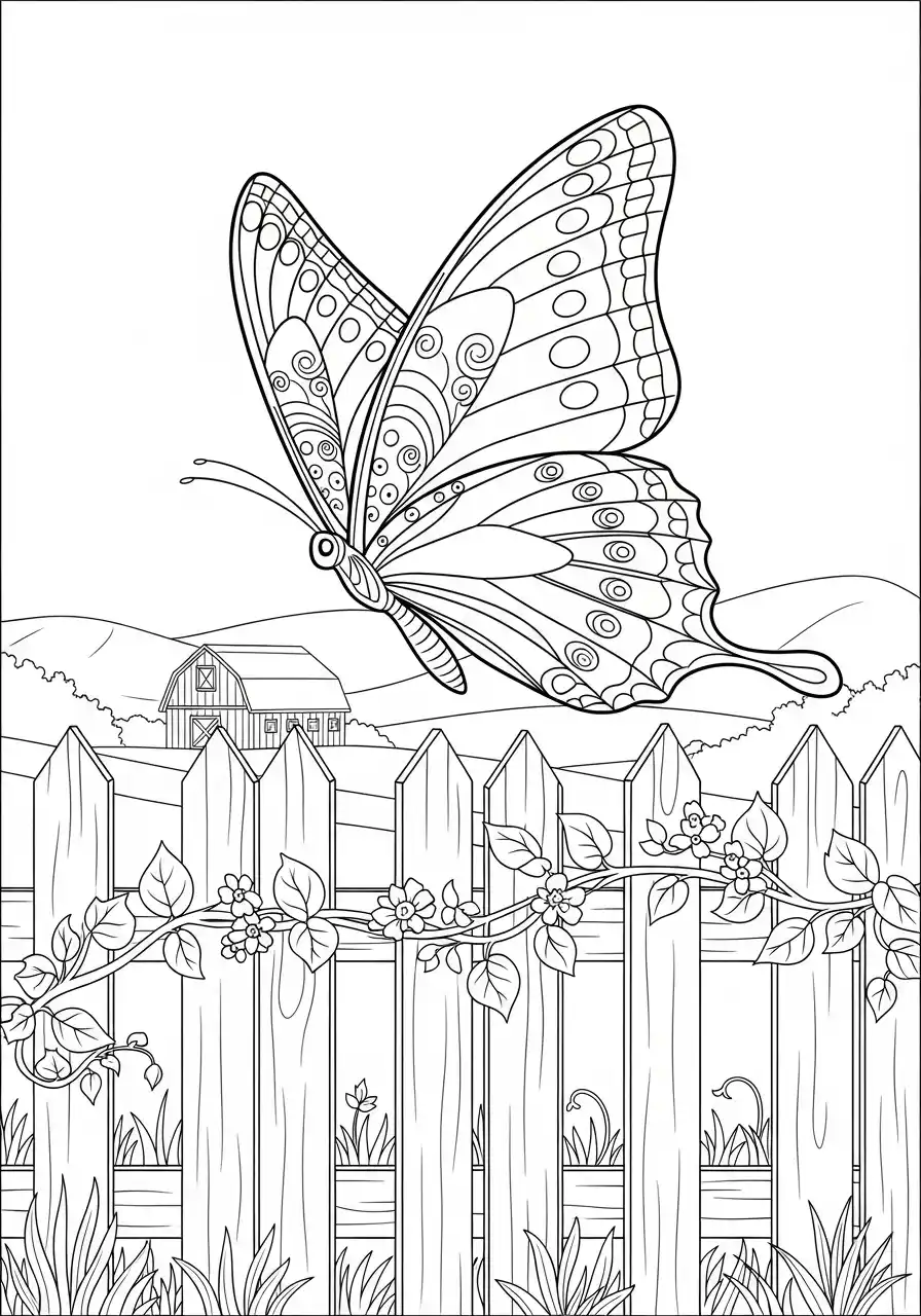 Schmetterling am weißen Gartenzaun