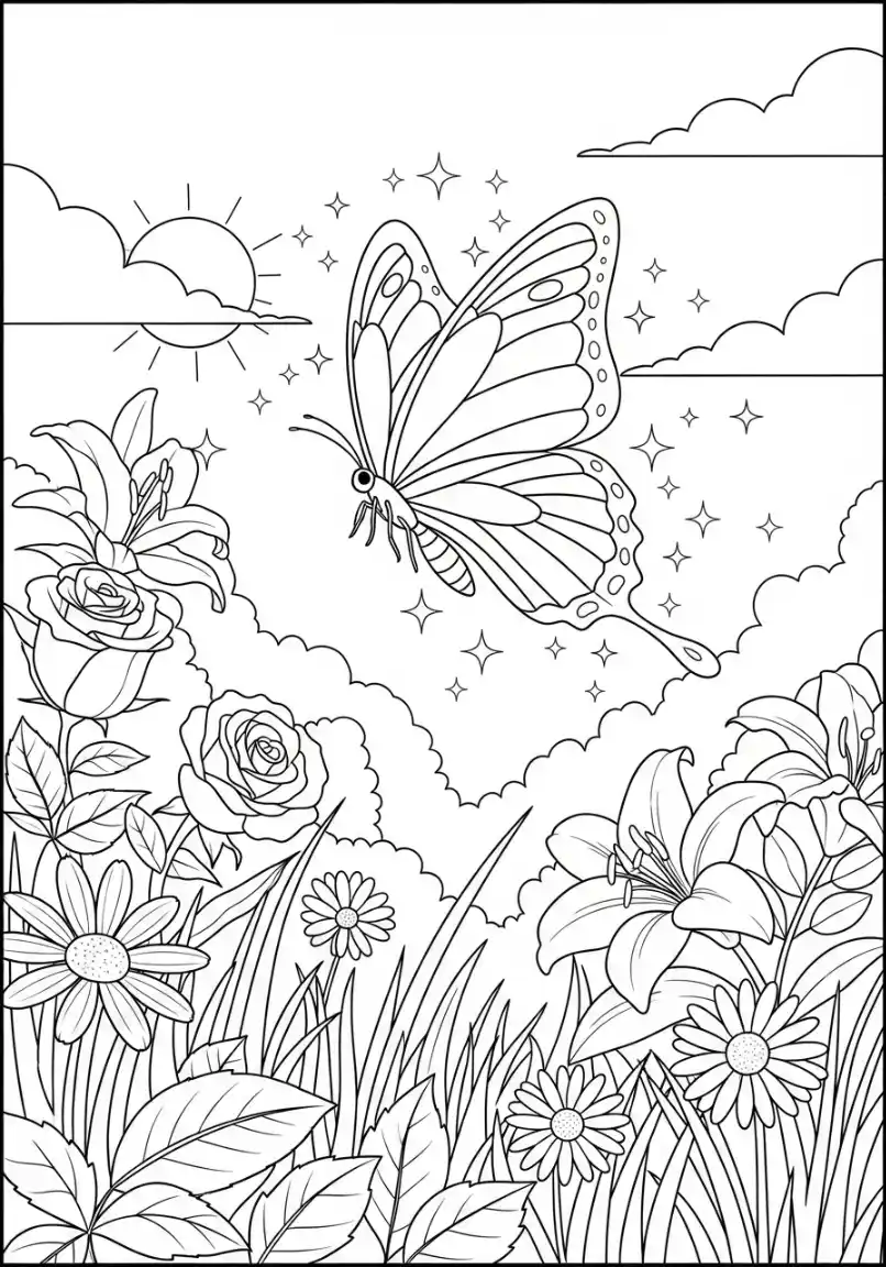 Schmetterling im funkelnden Morgengarten