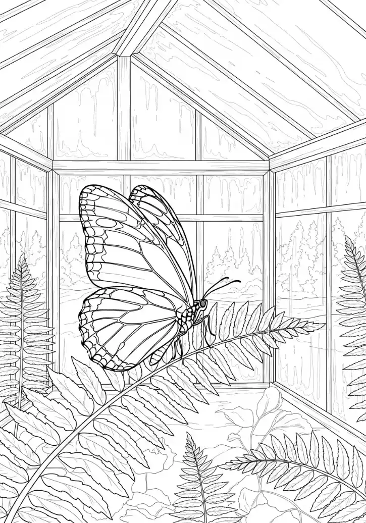 Schmetterling im winterlichen Gewächshaus