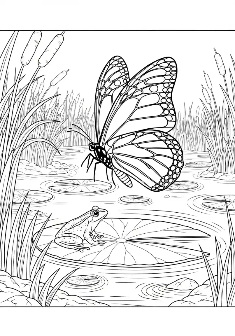 Schmetterling über dem stillen Teich