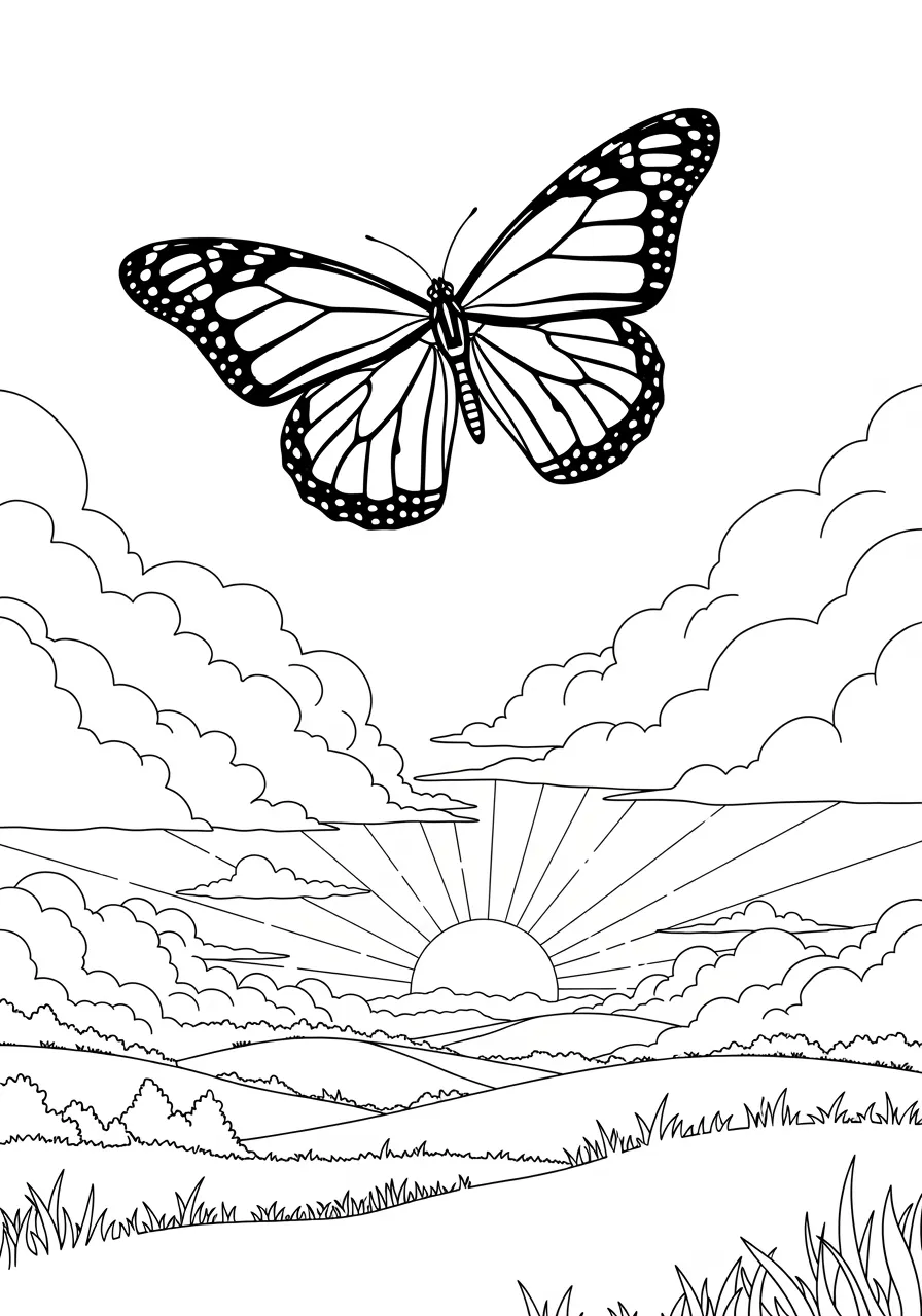 Schmetterling über einer Hügelkuppe