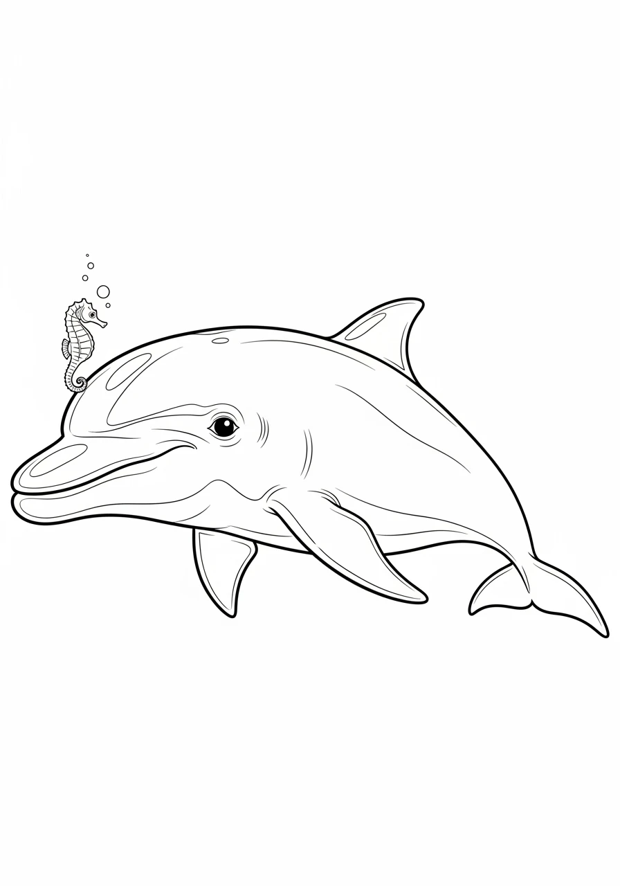 Delfin mit kleinem Seepferdchen