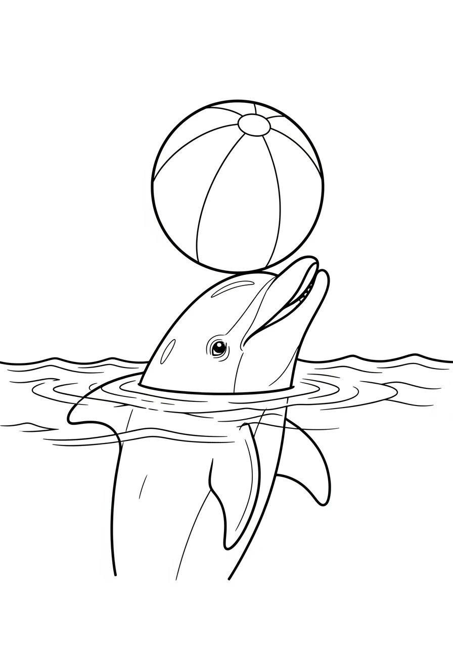Delfin spielt mit Wasserball