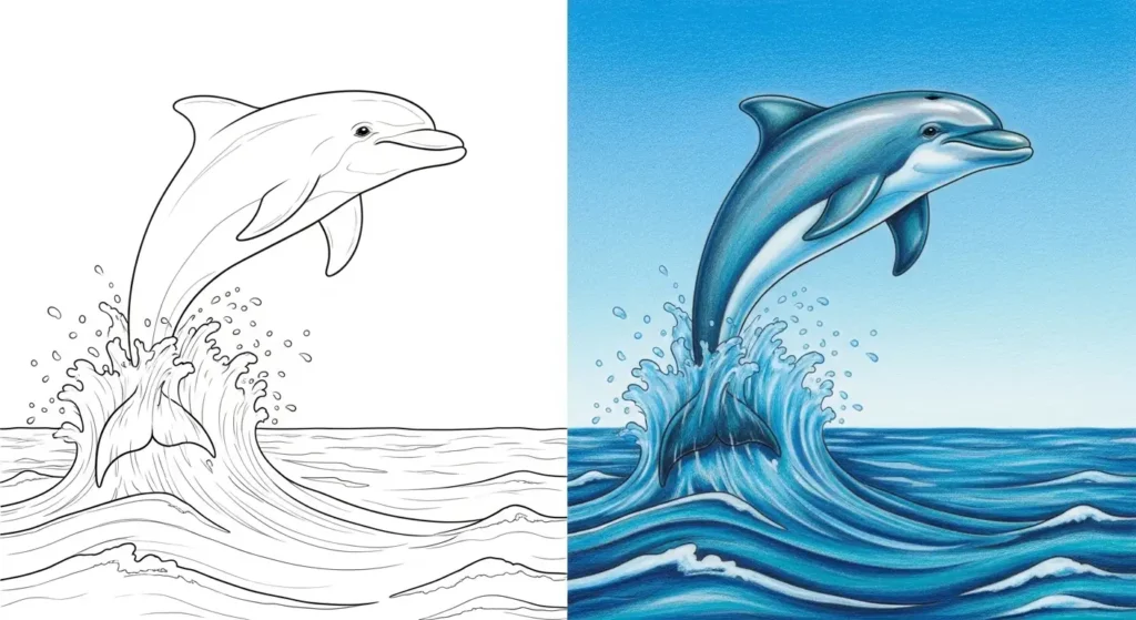 Ausmalbild Delfin Ausmalbild