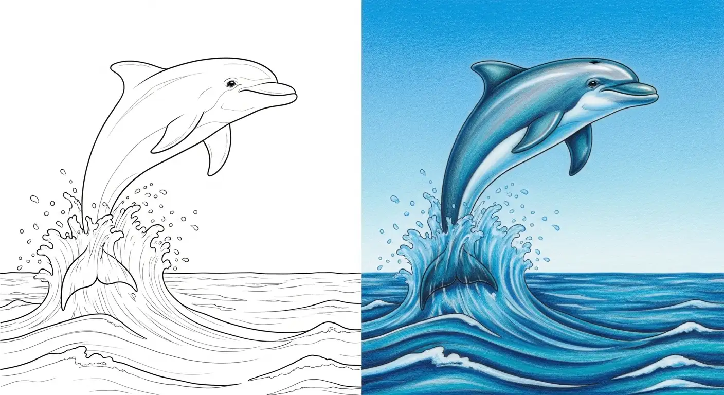 Ausmalbild Delfin Beitragsbild