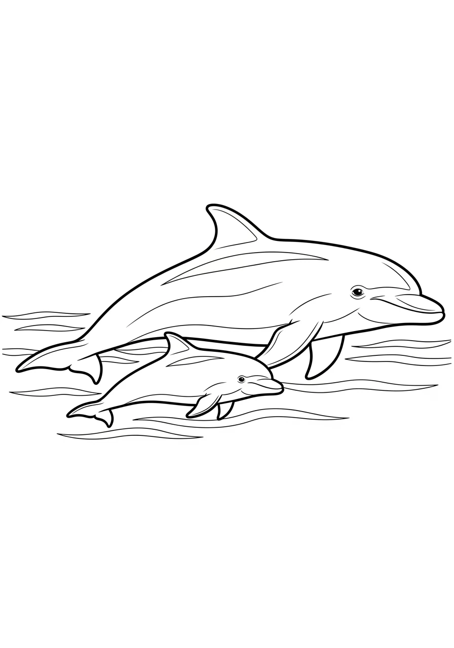 Mutter und Kind Ausmalbild Delfin