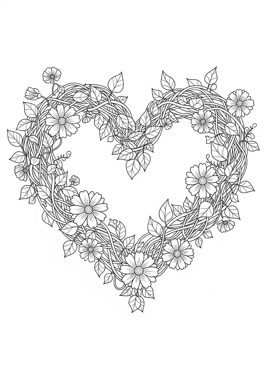 Herz aus Ranken und Blumen