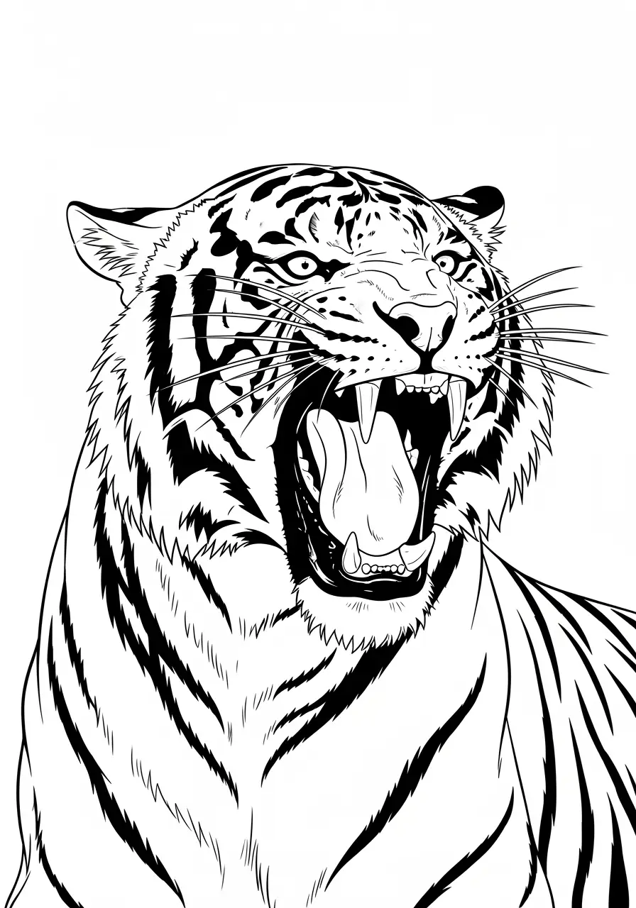 Ein laut brüllender Tiger