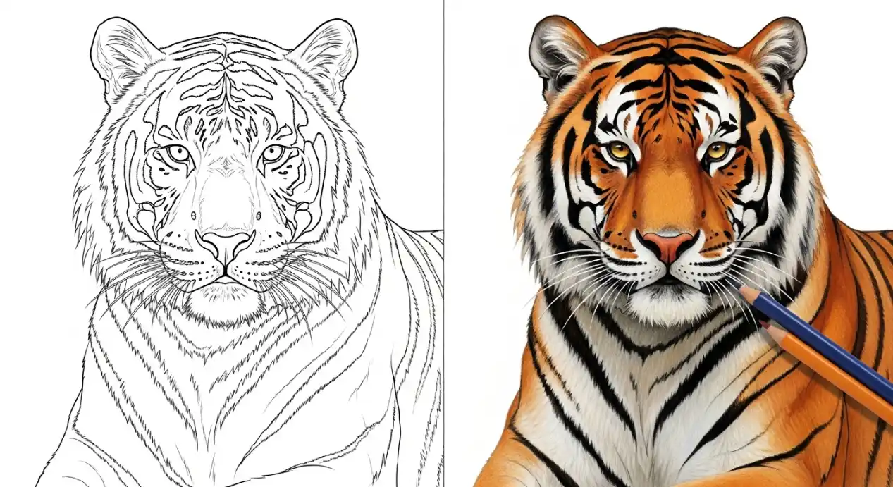 Ausmalbild Tiger Beitragsbild